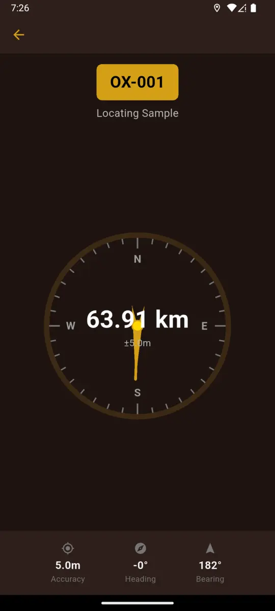 Sample locator with compass