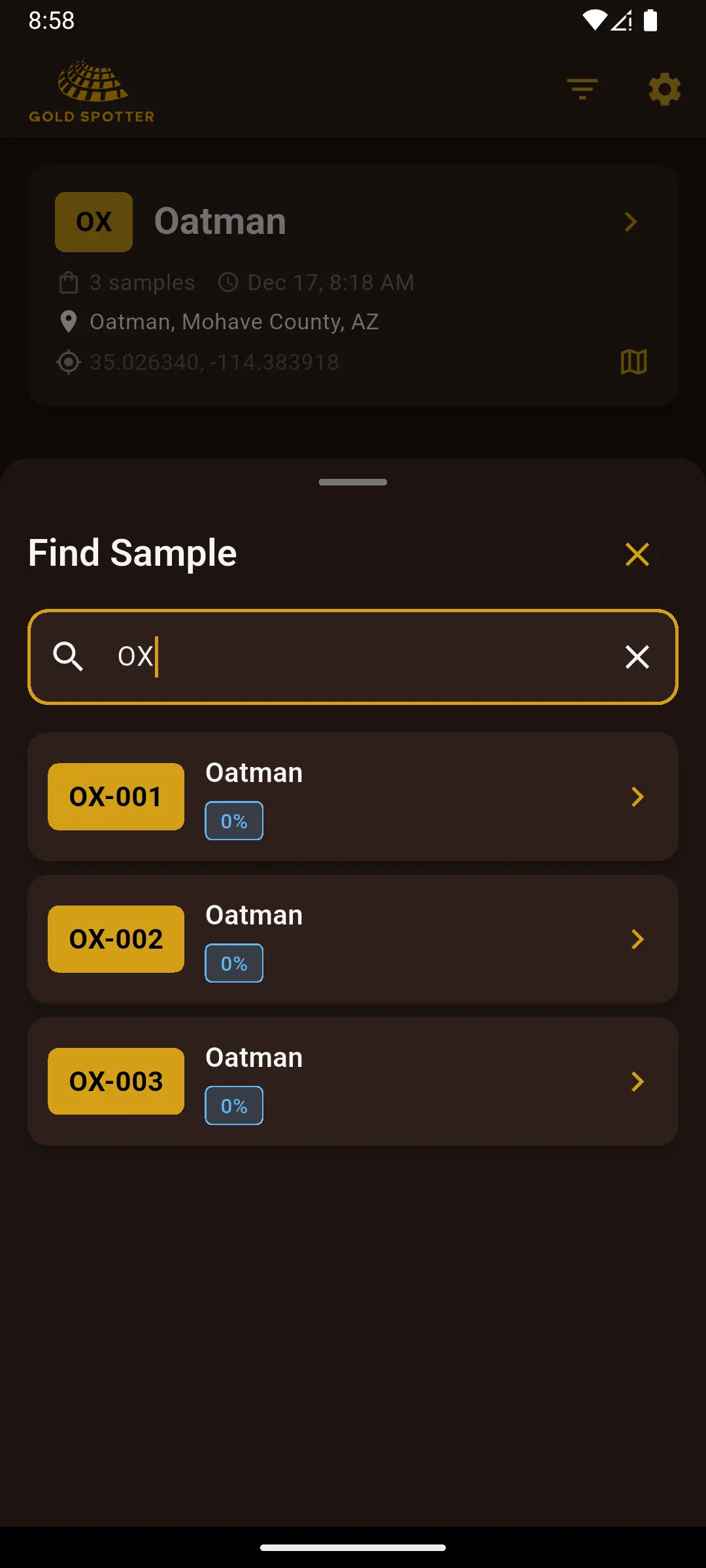 Search samples across all spots