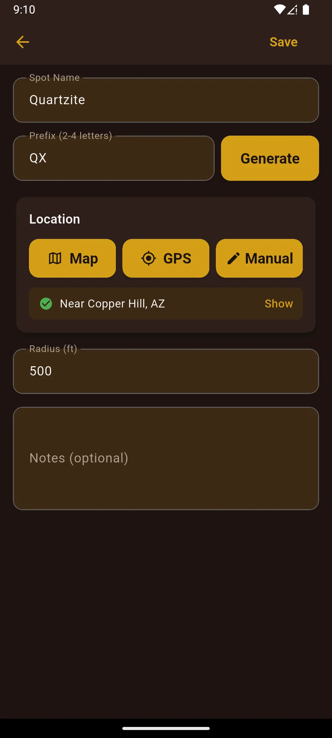 Create prospecting spot